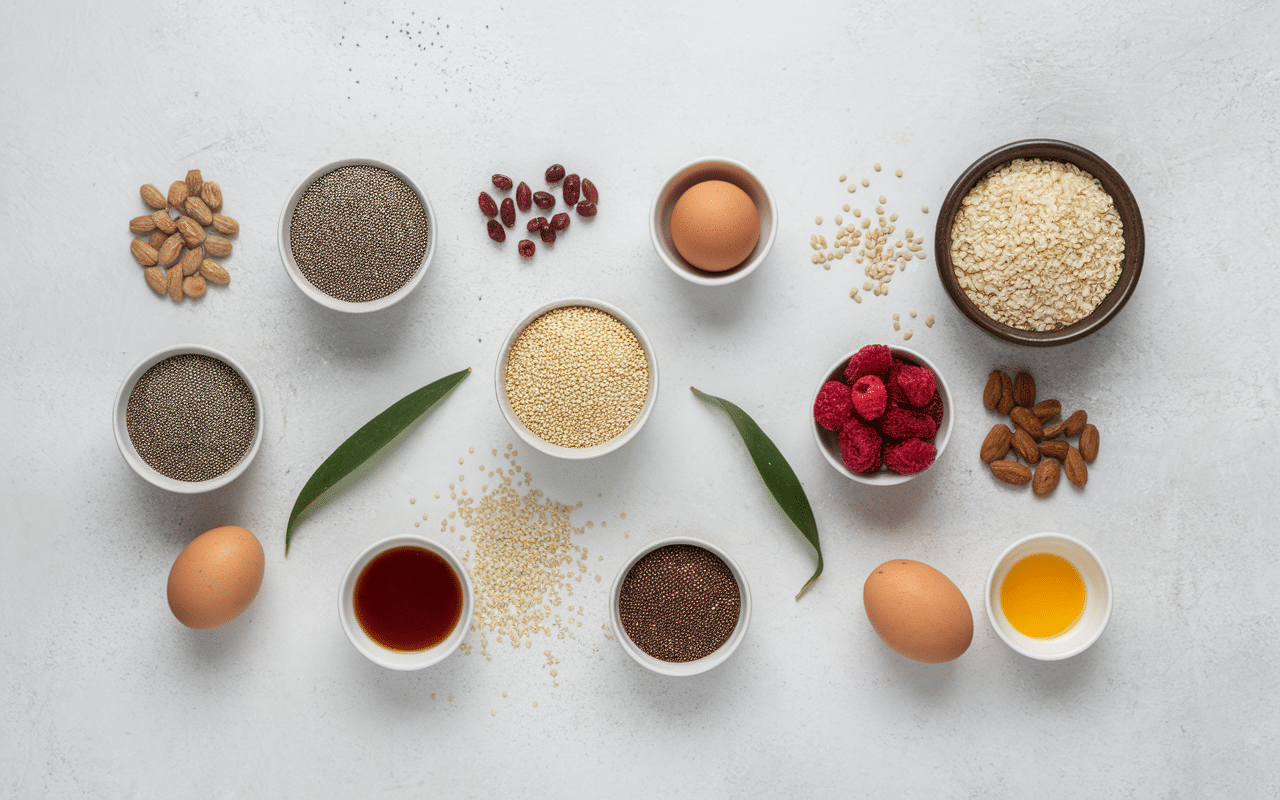 Ingrédients sans gluten pour un petit déjeuner équilibré