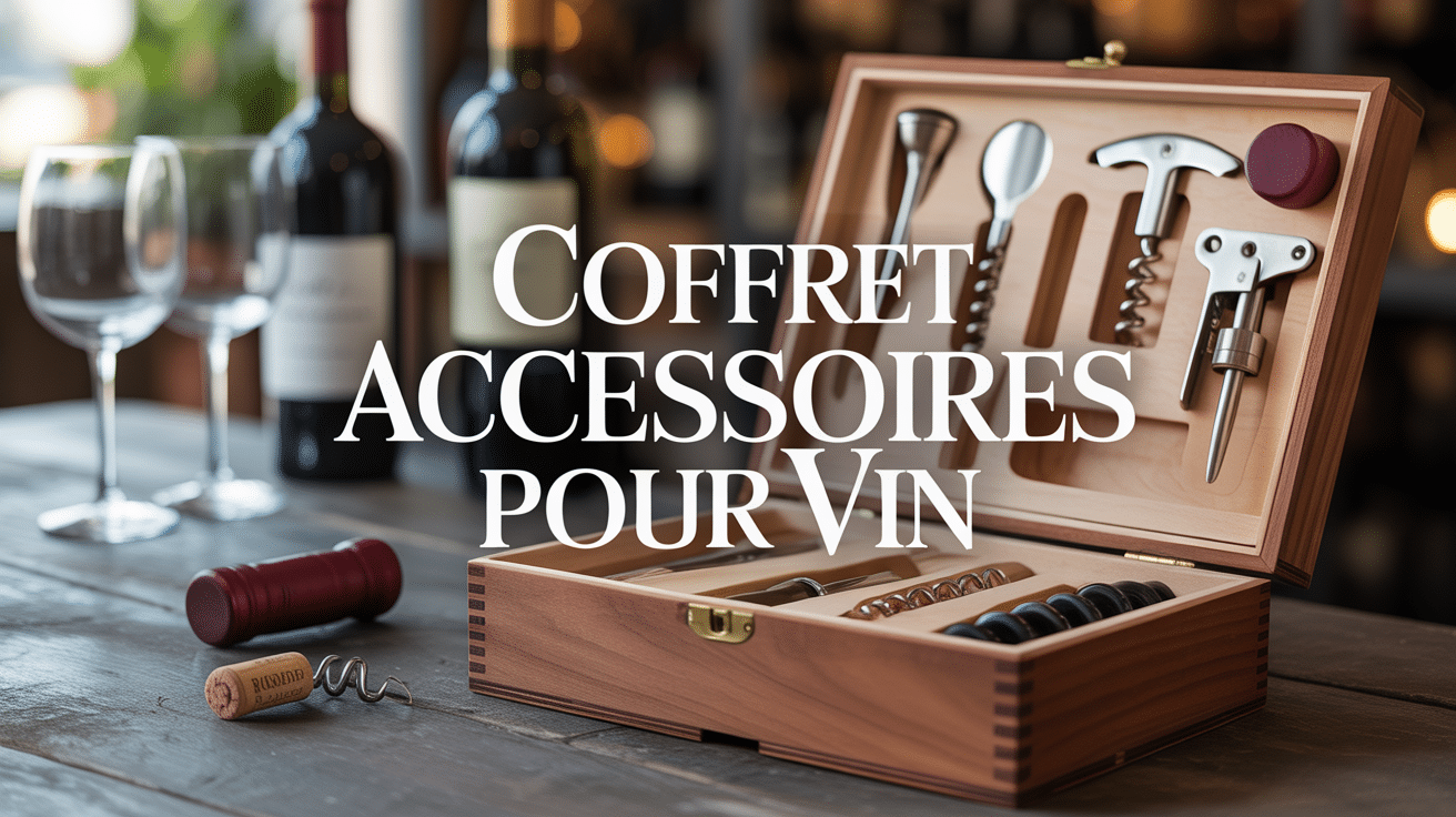 coffret accessoires pour vin bois avec outils élégants