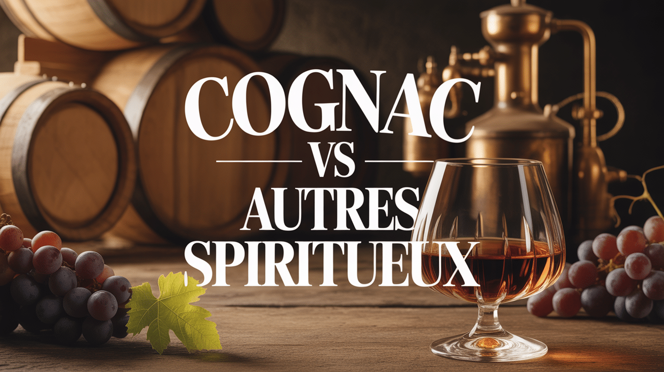 cognac vs autres spiritueux, nature morte élégante