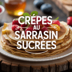Crêpes au sarrasin sucrées garnies de fruits rouges et miel