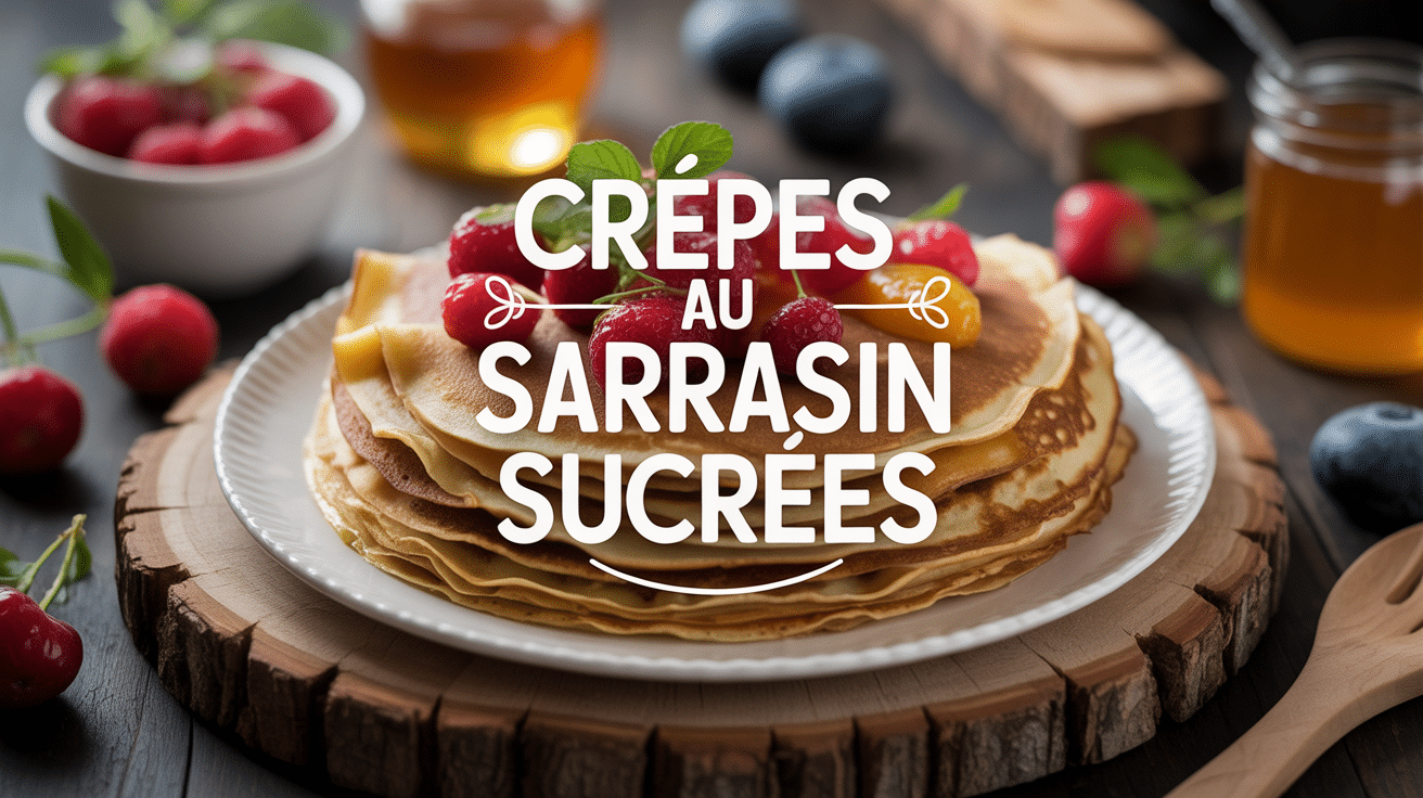 Crêpes au sarrasin sucrées garnies de fruits rouges et miel