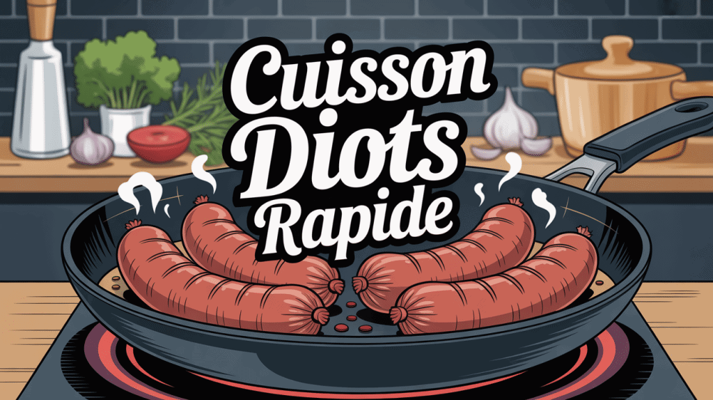 Cuisson diots rapide à la poêle avec herbes et ustensiles