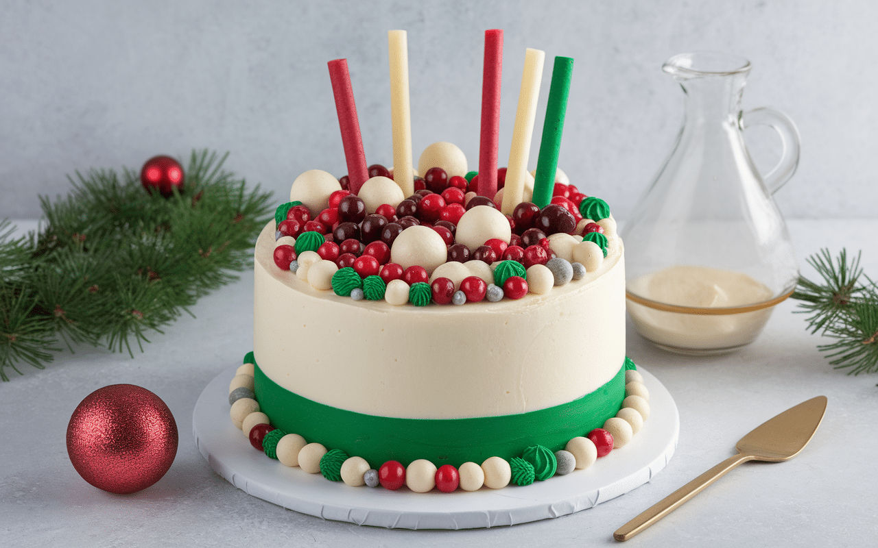 Ingredients essentiels deco gateau Noel fondant vermicelles colorees