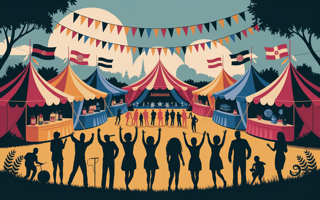 Vue panoramique fête de la bière 2024 festival tentes foule