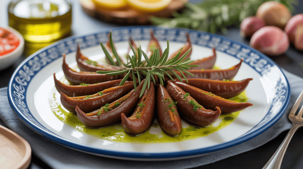 Assiette de gulas espagne dorées à l'ail huile d'olive