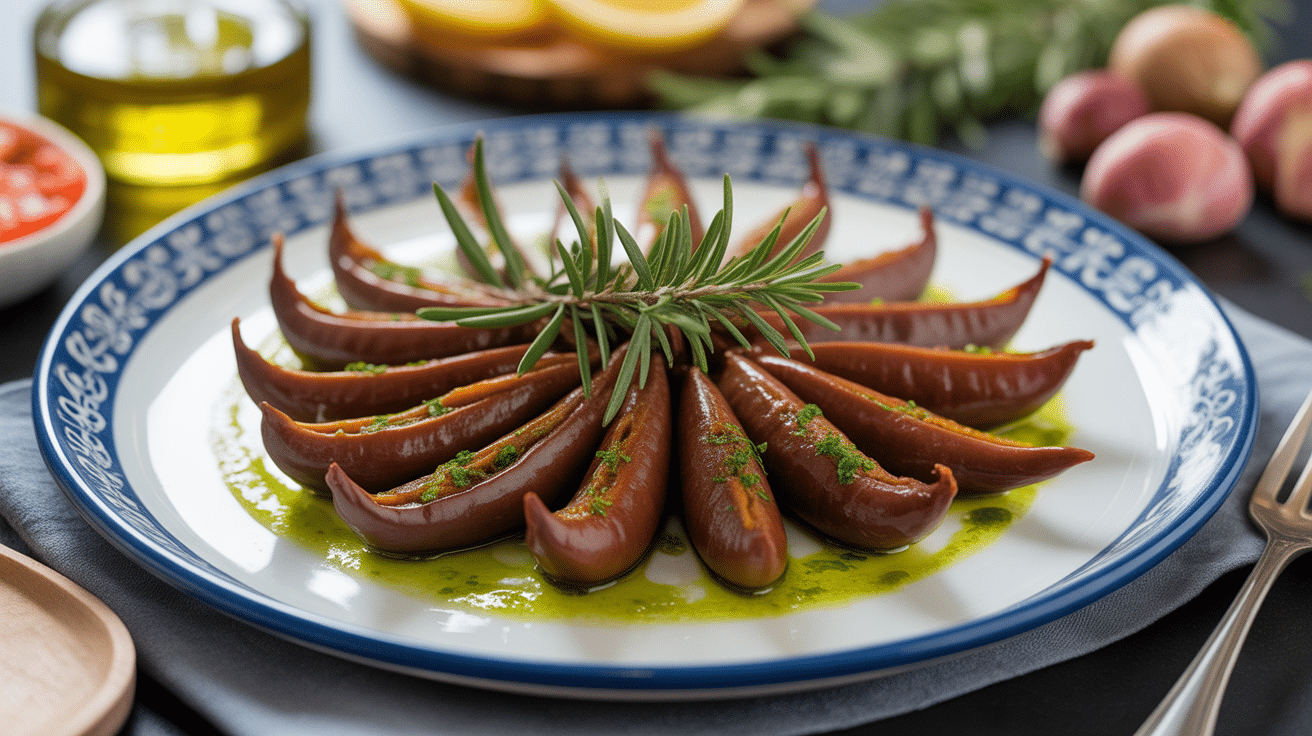 Assiette de gulas espagne dorées à l'ail huile d'olive