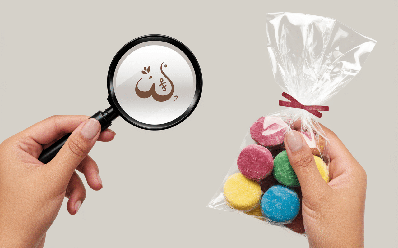 Étiquette krema bonbon halal avec logo