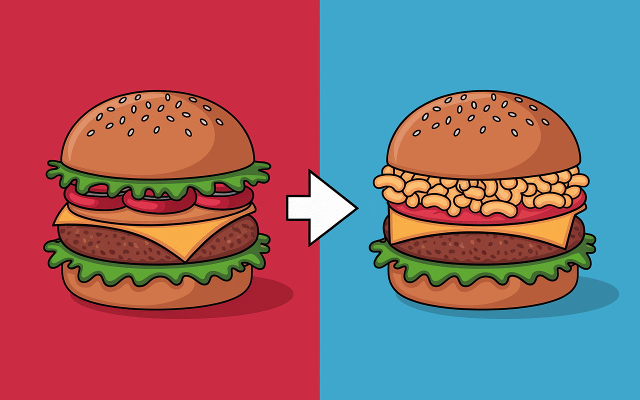 illustration fusion macaroni burgers et burger classique