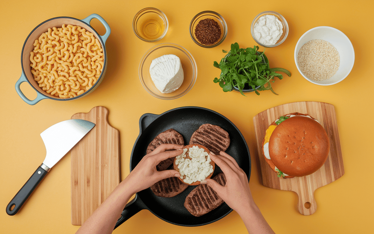 étapes préparation macaroni burgers cuisine maison