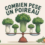 Poids poireau sur balance cuisine illustration