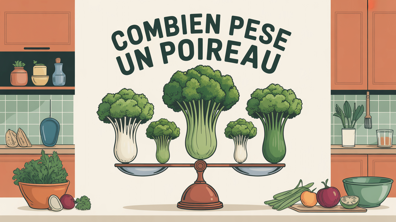Poids poireau sur balance cuisine illustration