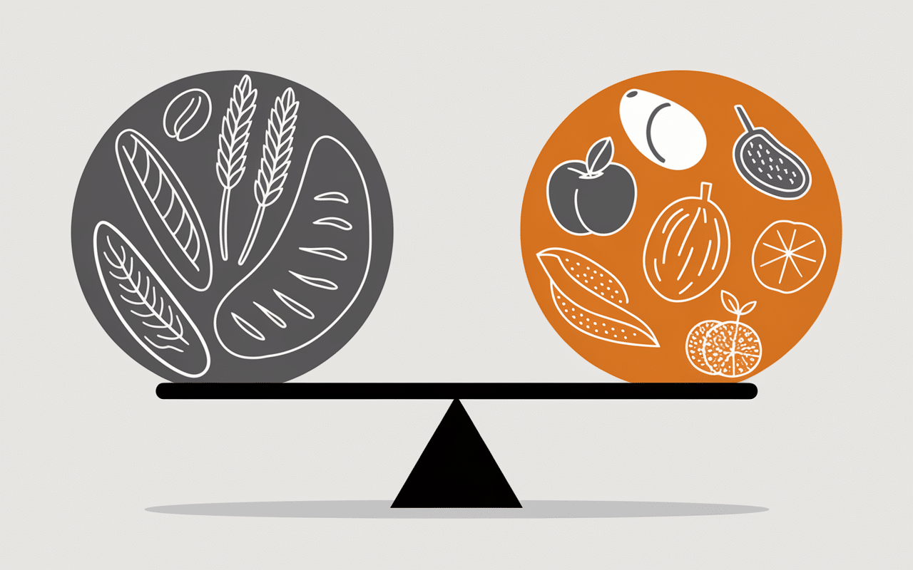 Comparaison aliments avec gluten et sans gluten pour petit déjeuner