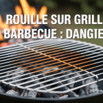 Gros plan rouille grille barbecue danger charbon