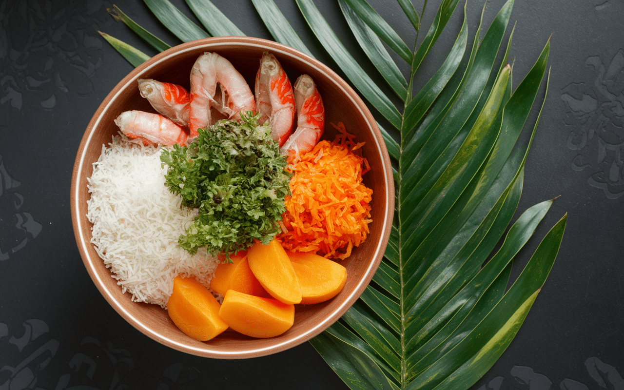 Ingrédients salade vietnamienne crevette frais