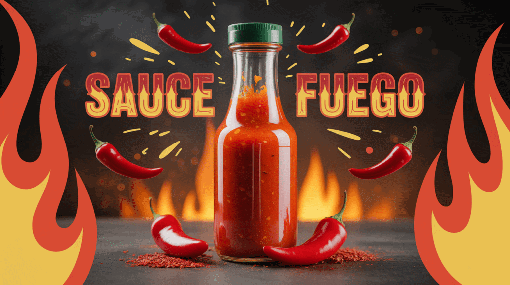 bouteille sauce fuego et piments rouges