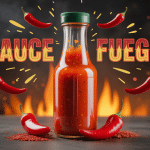 bouteille sauce fuego et piments rouges