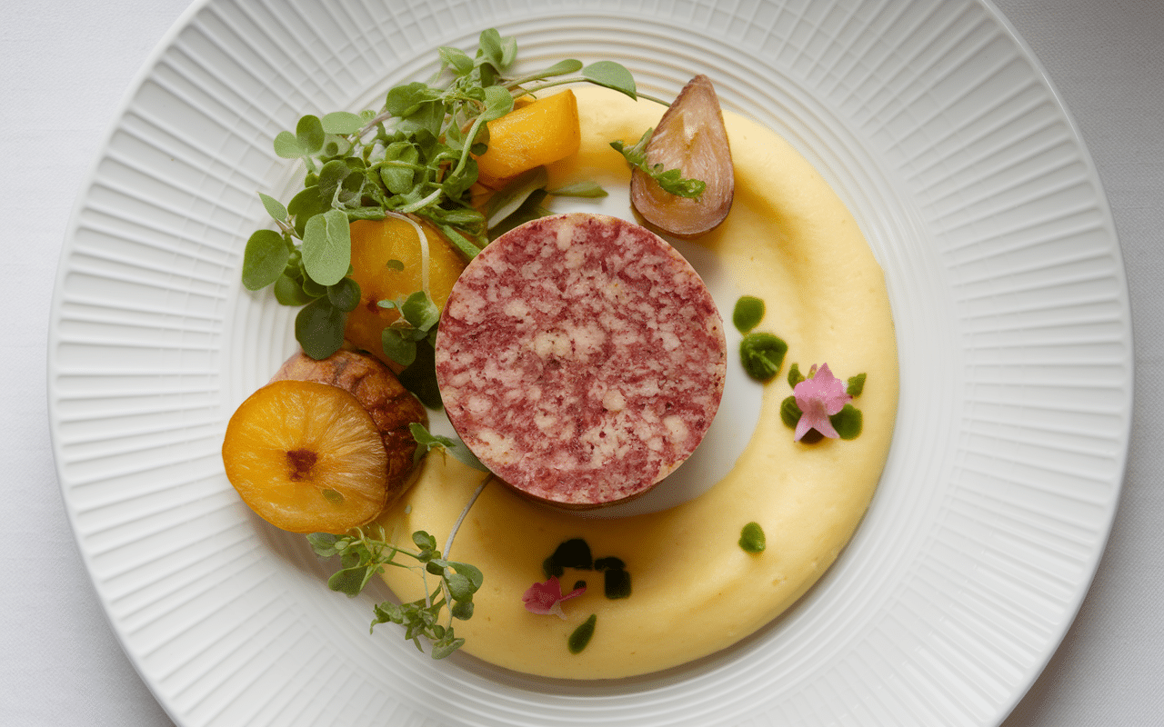 assiette accords cuisson du boudin noir au four purée pommes