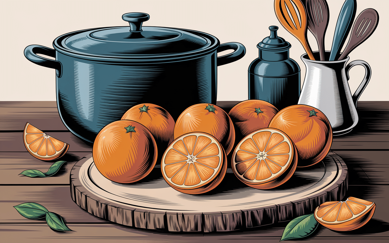 Kakis mûrs sur planche pour confiture de kaki