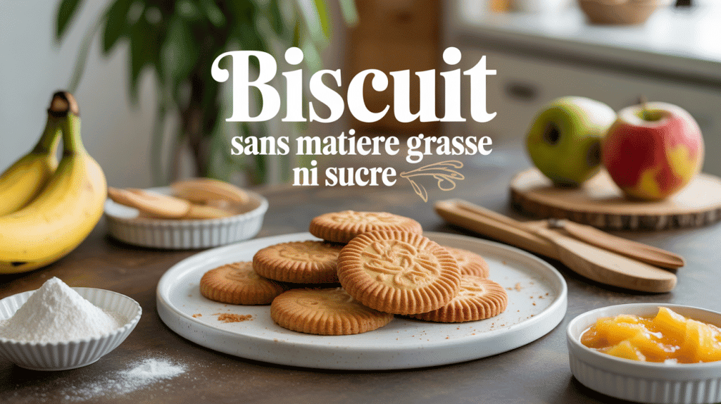 Biscuit sans matière grasse ni sucre sur table cuisine avec banane et avoine