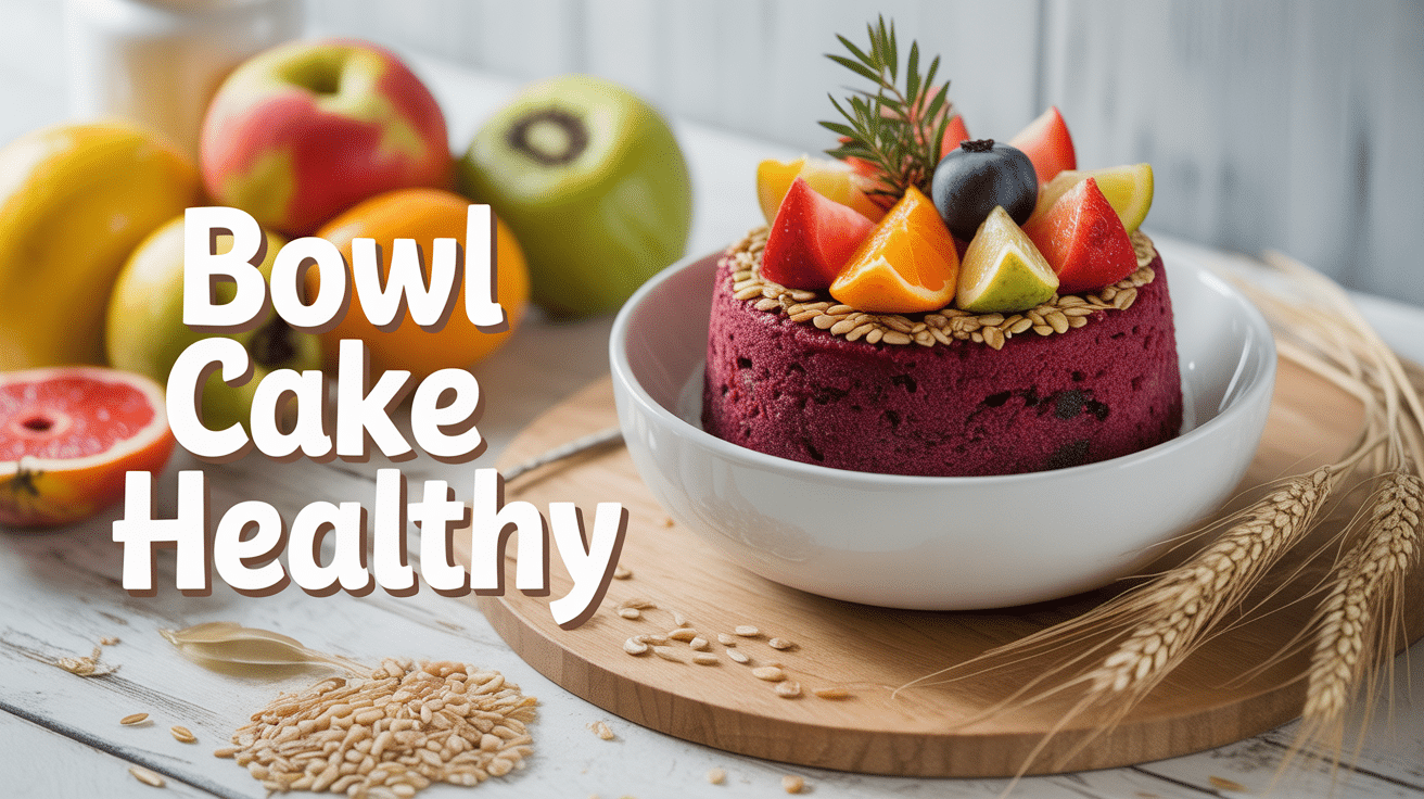 bowl cake healthy aux fruits et graines dans bol blanc