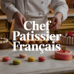 Chef patissier francais préparant des desserts haut de gamme