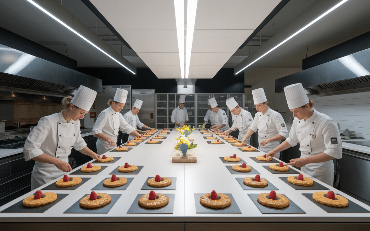 Portraits contemporains de chef patissier francais en atelier