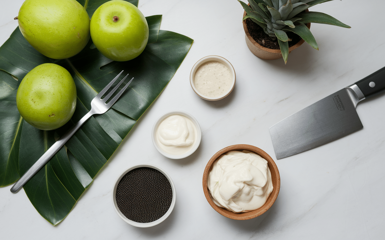 Chirimoya sur planche decoupee et prete à deguster