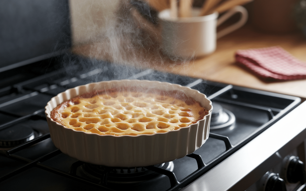 Cuisson clafoutis aux prunes dans four