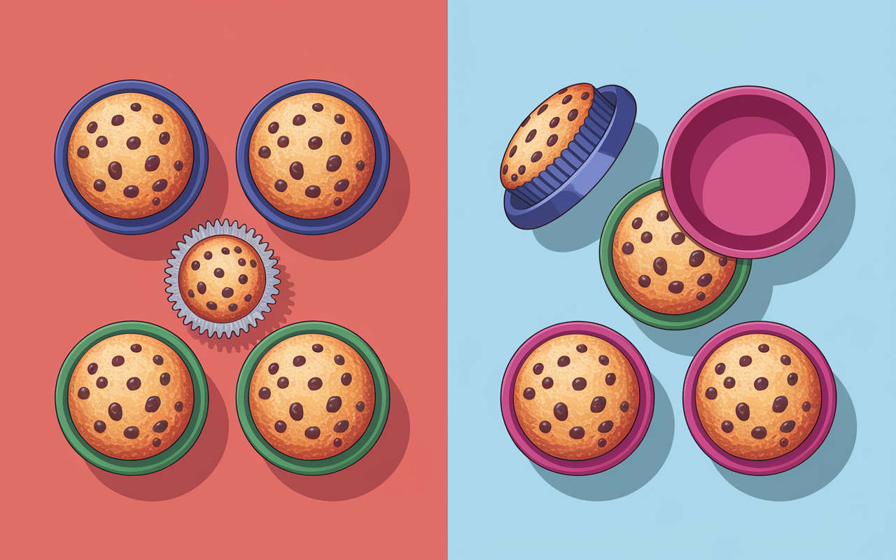 Démoulage facile moule muffin silicone comparé moule métal