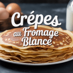 Pile de crepes fromage blanc dorées avec bol de fromage blanc