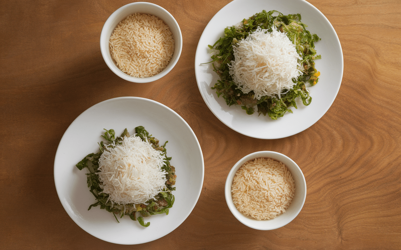 Trois assiettes dose riz par personne