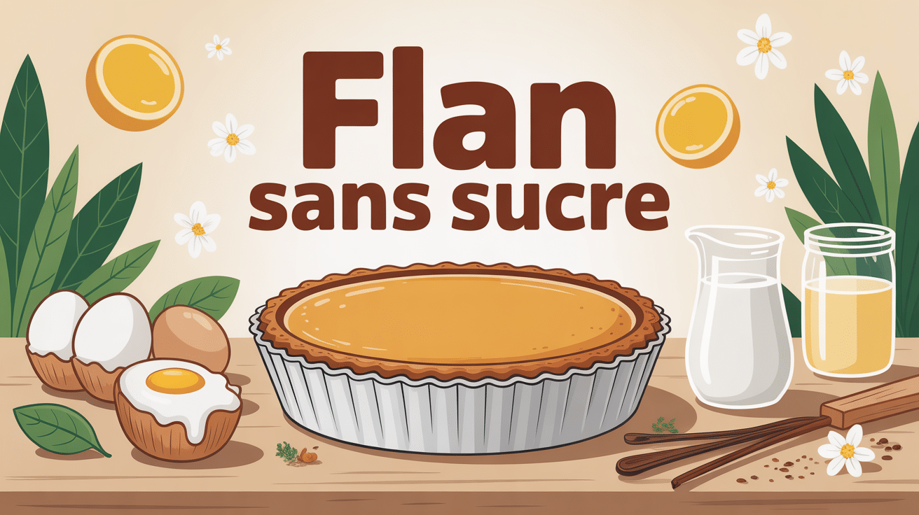 Flan sans sucre doré dans ramequin sur table bois