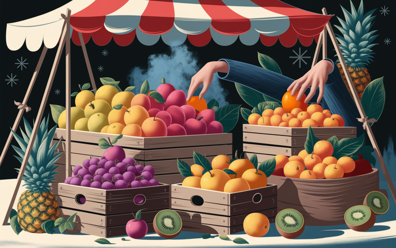 scène marché fruit d hiver conservation