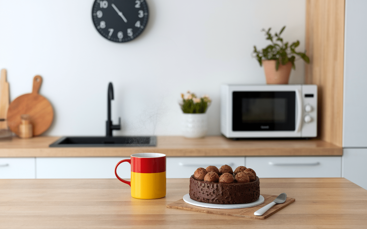 Préparation mug cake chocolat sans beurre en cuisine moderne