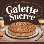Galette sucrée maison dorée et ingrédients