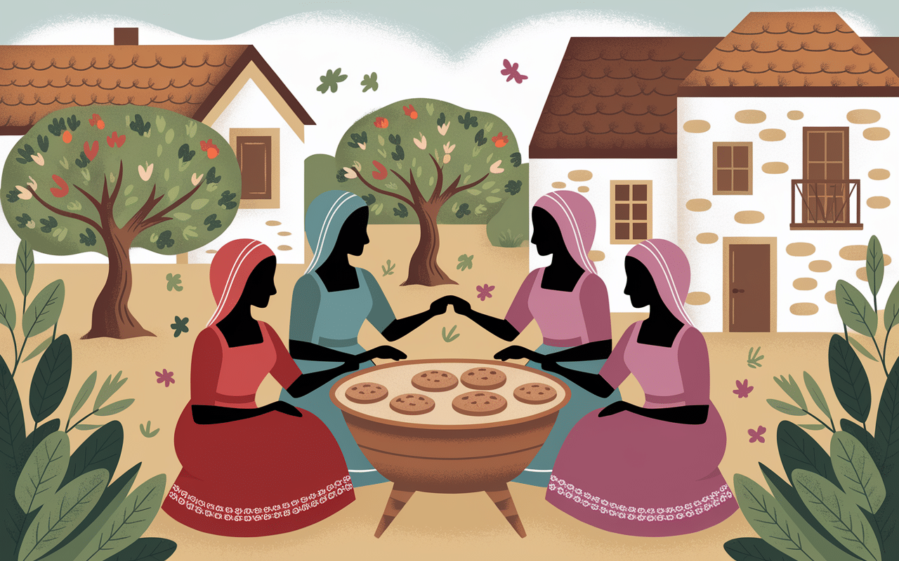scène villageoise autour d'un four palestinien