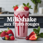 milkshake fruit rouge avec chantilly et fruits frais
