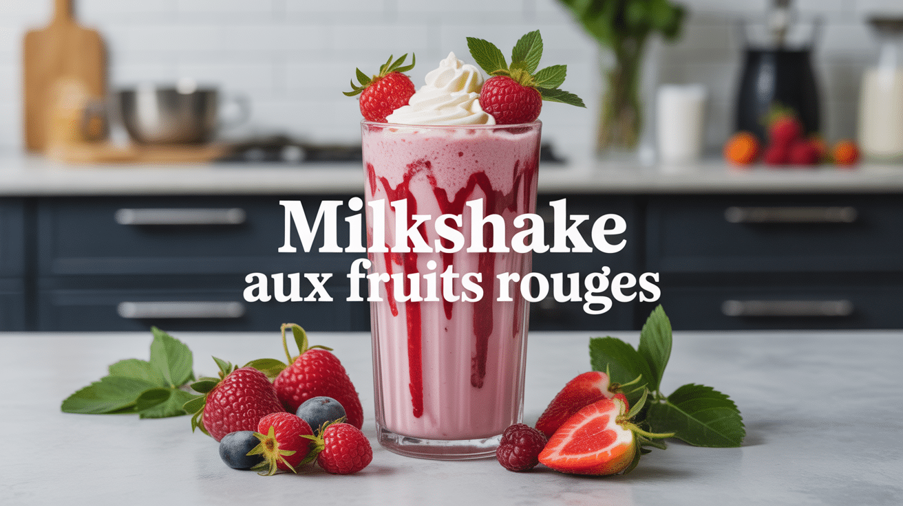 milkshake fruit rouge avec chantilly et fruits frais