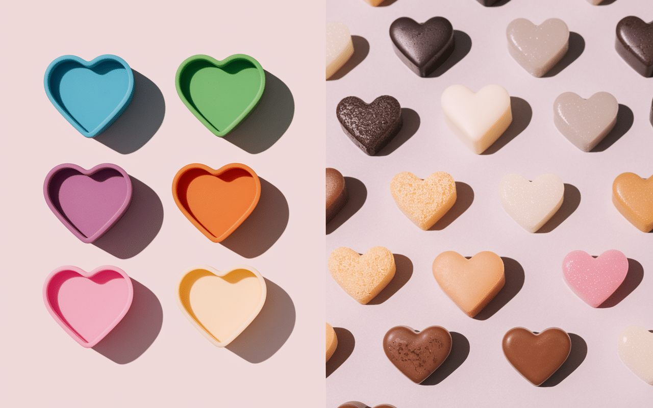 Moules bonbon silicone et polycarbonate avec différentes formes