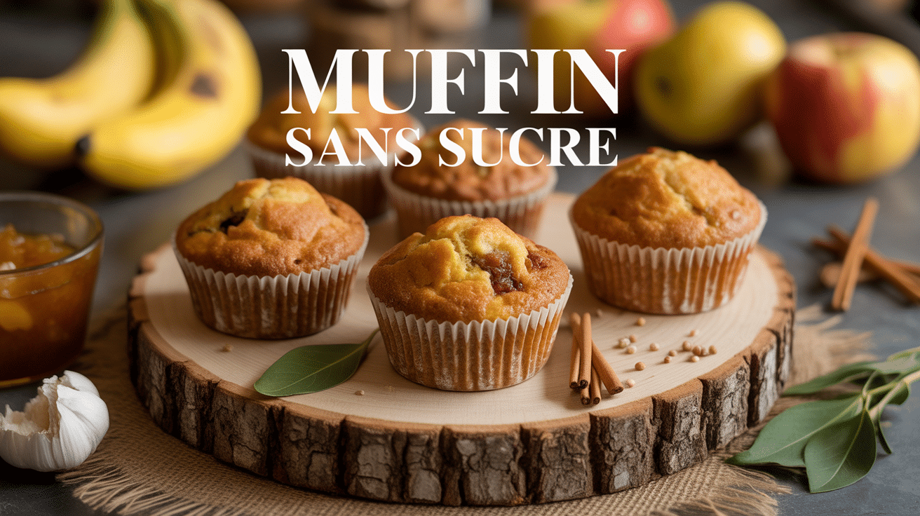 muffin sans sucre sur plateau avec ingrédients naturels