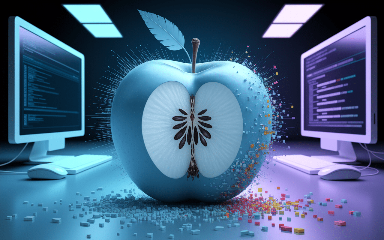 pomme normale retouche digitale pomme bleue