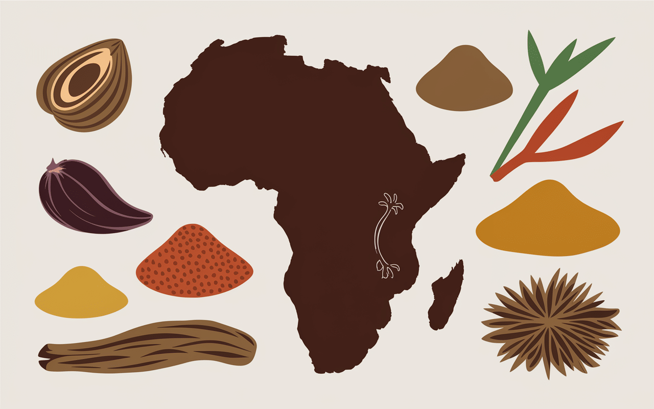 Carte Afrique Ouest avec symbole sauce dakatine, arachides