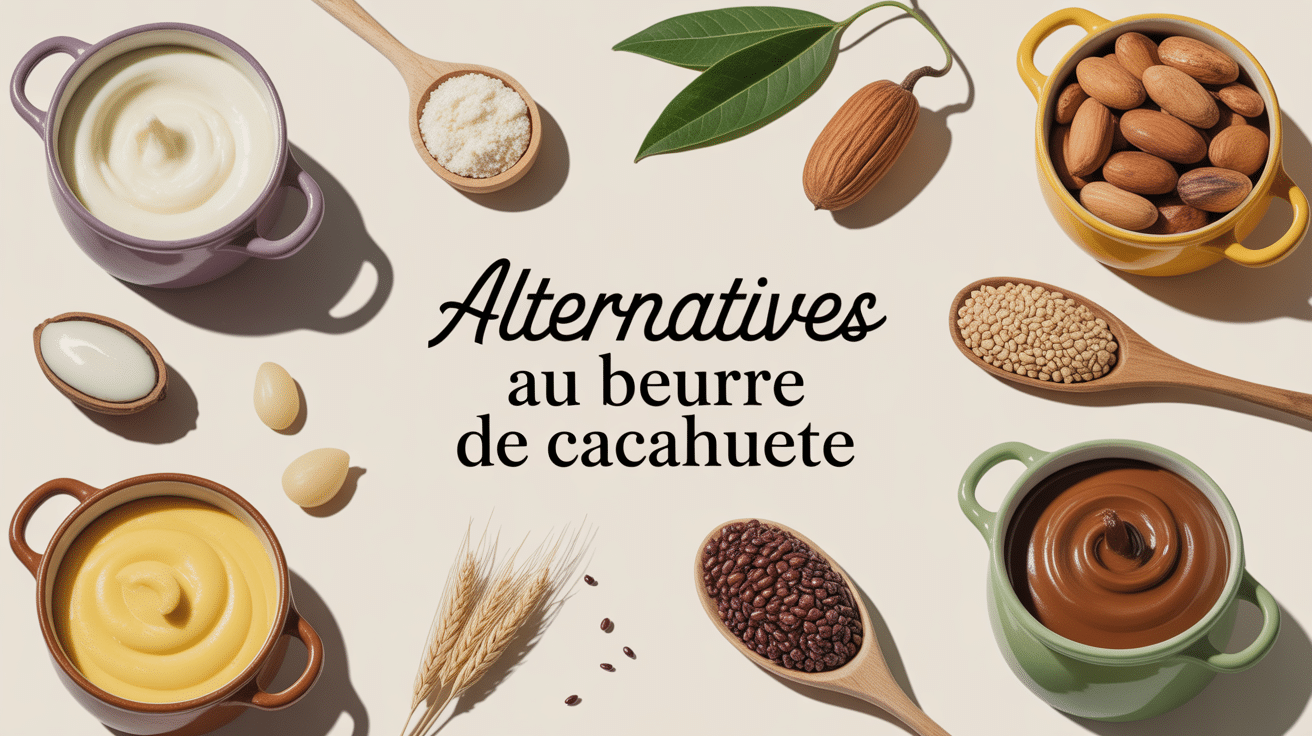 Pots de beurres végétaux illustrant par quoi remplacer le beurre de cacahuète
