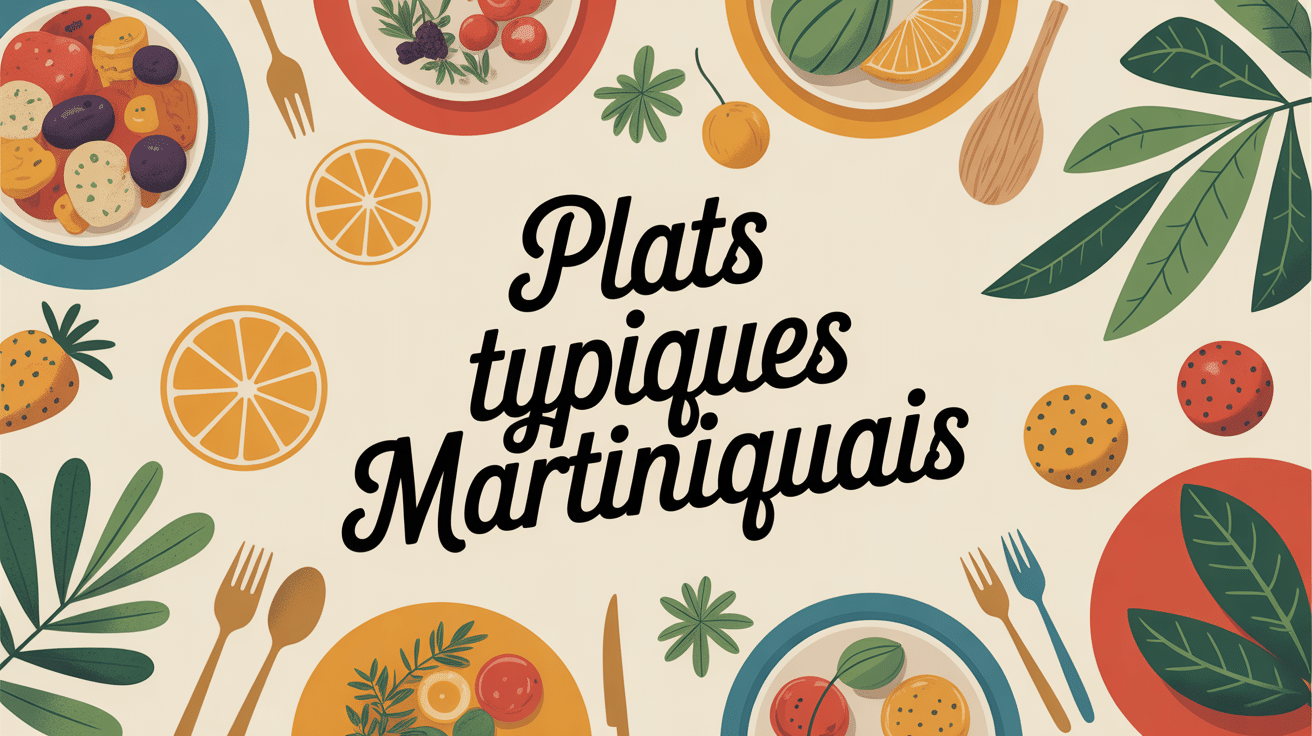 table avec plat typique martiniquais et ingrédients créoles