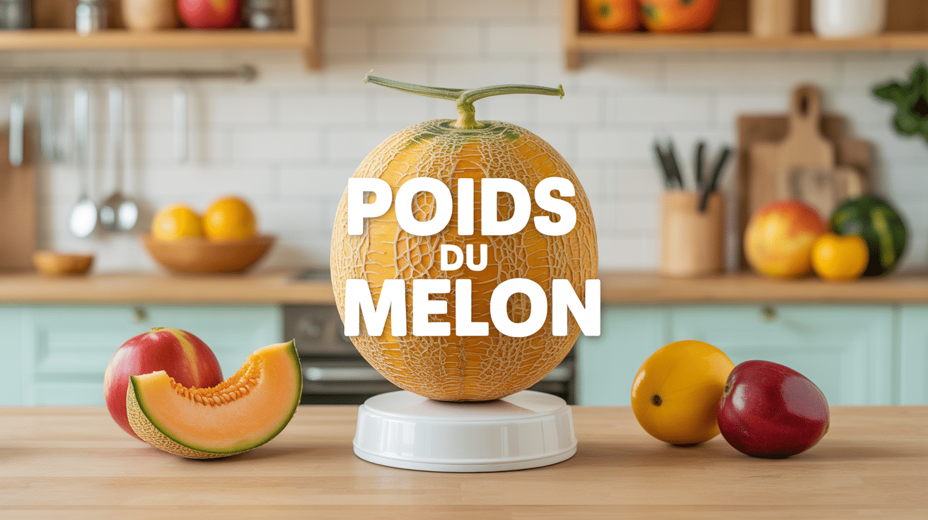Poids melon charentais sur balance de cuisine moderne
