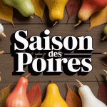 Poires saison variétés automne sur table bois