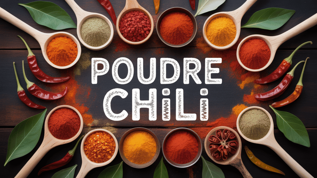 composition épices poudre chili piments cuisine