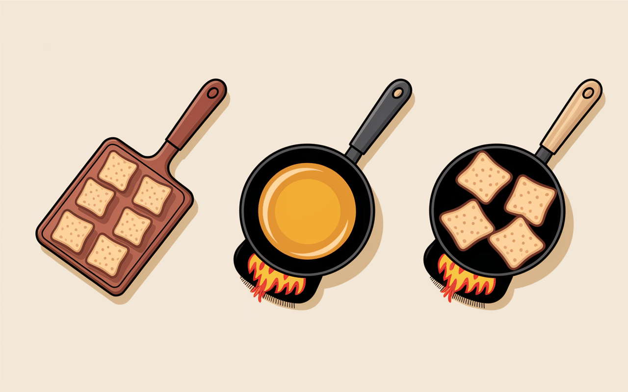 recette croûtons à la poêle trois étapes cuisson poêle