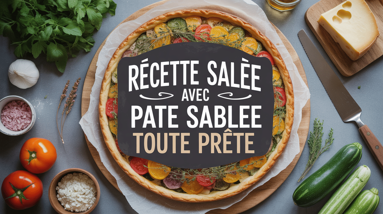Recette salée avec pâte sablée toute prête, tarte dorée légumes et fromage