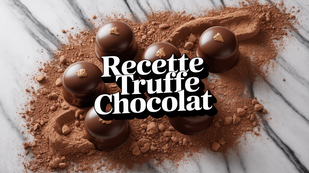 Truffes chocolat noir sur marbre pour recette truffe chocolat